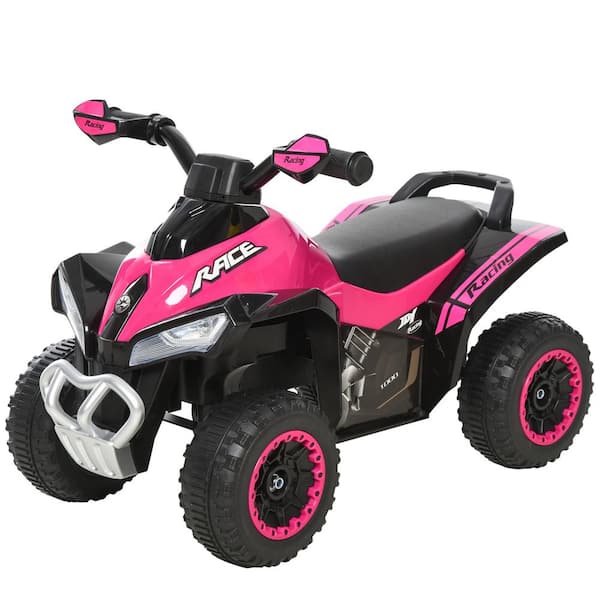 Siavonce NO Power Kids Ride On Push Car, Ride Racer, Foot-to-floor Sliding Car, Walking ATV Toy with Music, Lights, Pink