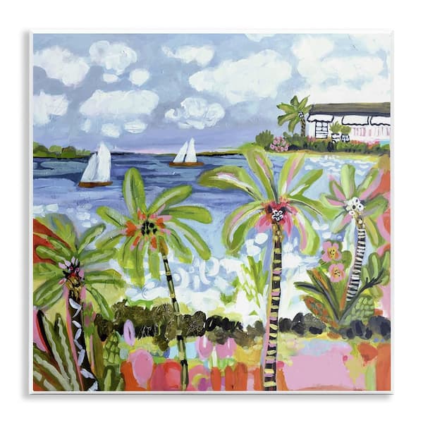 Palm Trees in Bright Sun by Karen Fields 1 Piece Unframed Coastal Graphic Art Print 12 in. x 12 in.