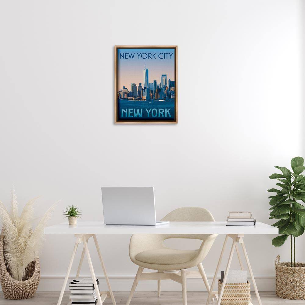 New York Landmark Skyline by Victoria Barnes Brown Floater Frame Abstract Graphic Art Print 21 in. x 17 in. price history on PriceWatchPro