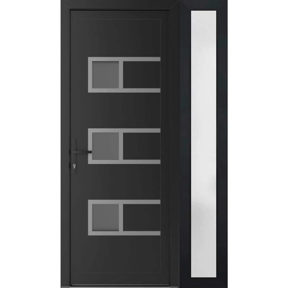 46 in. x 80 in. Right-hand/Inswing Mirrored Glass Matte Black Steel Prehung Front Door with Hardware price history on PriceWatchPro