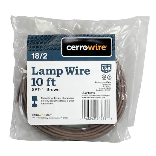 Cerrowire 10 ft. 18/2 Brown Stranded Copper Lamp Wire