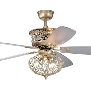 Emeline 52 in. Glam LED Indoor Champagne Silver Ceiling Fan with Crystal Light Kit and Remote Control