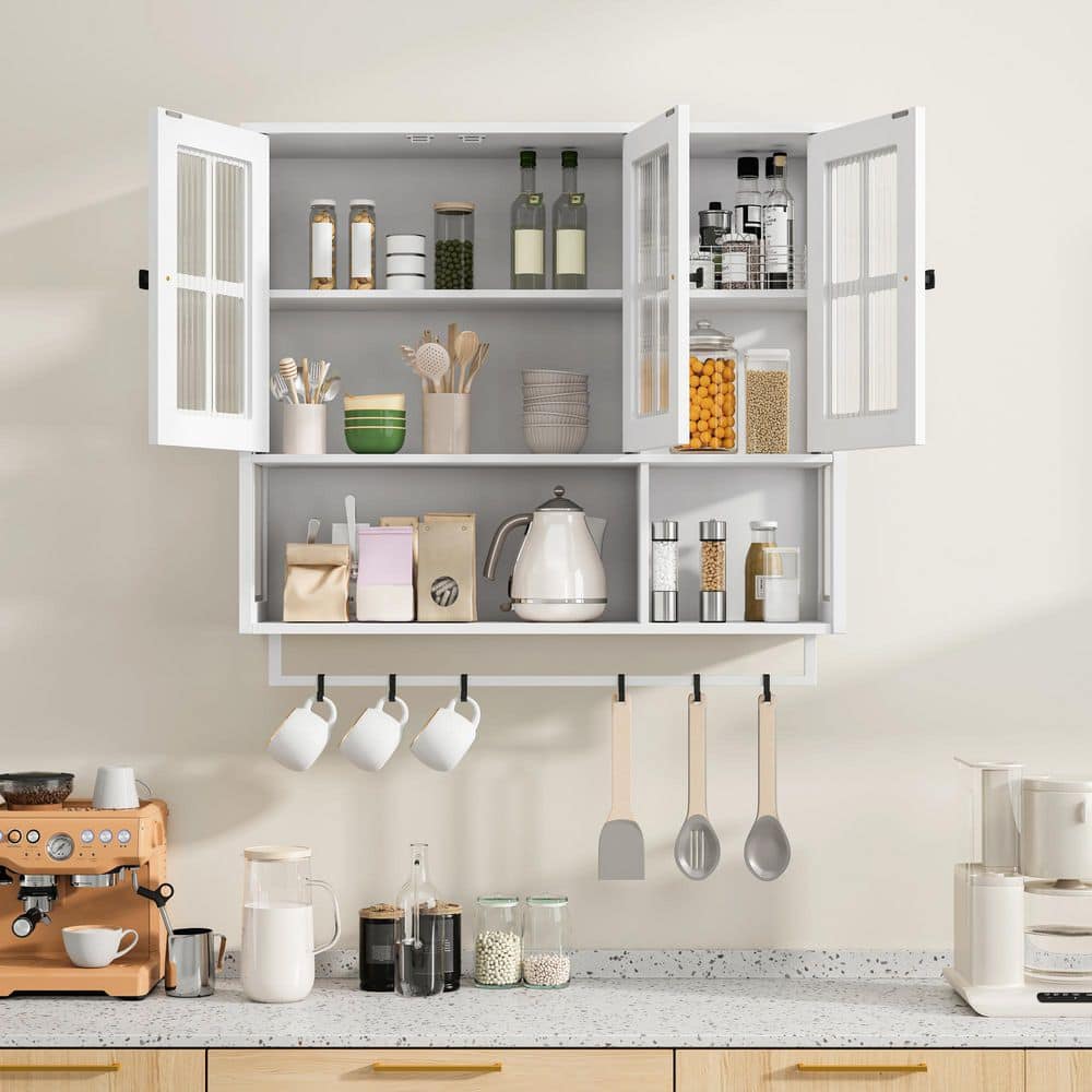 34.65 in. W x 10.24 in. D x 32.48 in. H Bathroom Storage Wall