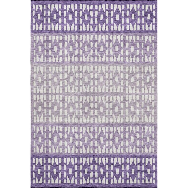 Addison Rugs Mayfield Premium Machine Washable Abstract AMF964 Purple 9 ft. x 12 ft. Area Rug