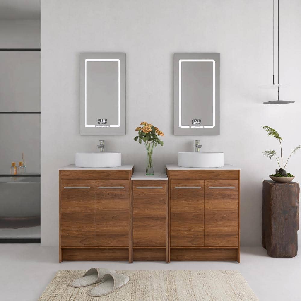 60 in. Double Freestanding Brown Ebony Bath Vanity with White Ceramic Top Unassembled price history on PriceWatchPro