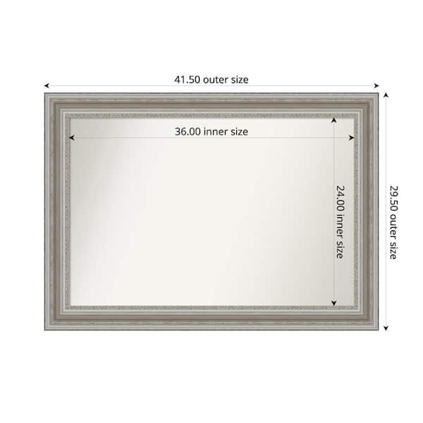 Amanti Art Parlor Silver 41.5 in. x 29.5 in. Custom Non-Beveled Recycled Polystyrene Framed Bathroom Vanity Wall Mirror