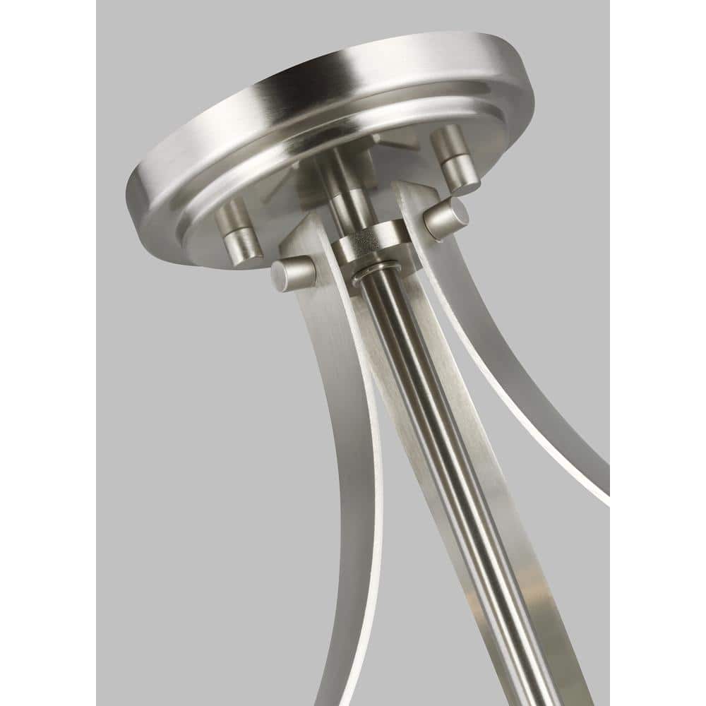 Elmwood Park 19" Brushed Nickel Semi-Flush Mount with Satin Etched Glass Shade