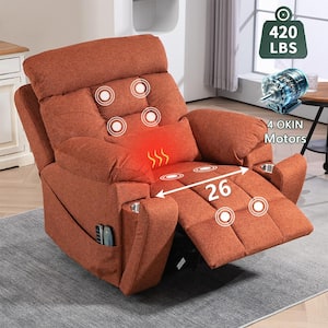 Top-tier Flagship Oversized 4 OKIN Motors Fabric Recliner Lift Sofa 2 Remote Controls, Pillow and 2 Cup Holder - Rose
