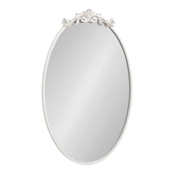 Kate and Laurel Arendahl 24.00 in. W x 36.00 in. H White Oval Traditional Framed Decorative Wall Mirror