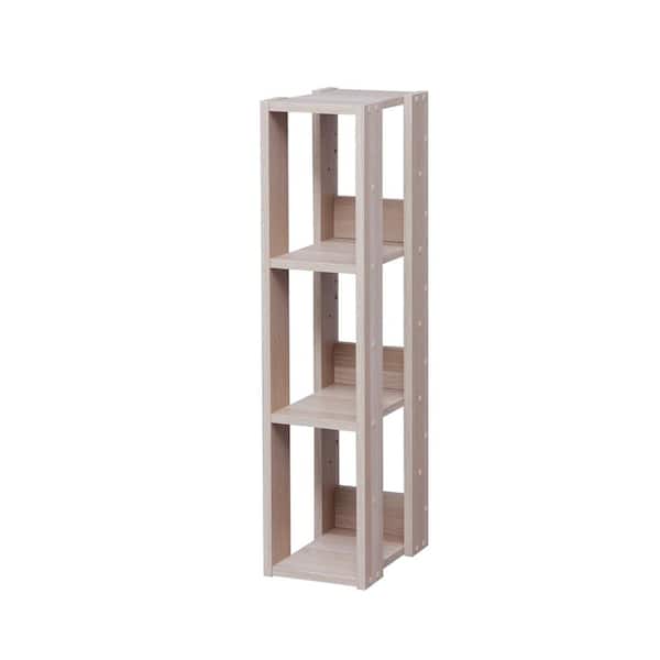 Iris 34 63 In Light Brown Faux Wood 3, Wood Shelving Units Home Depot