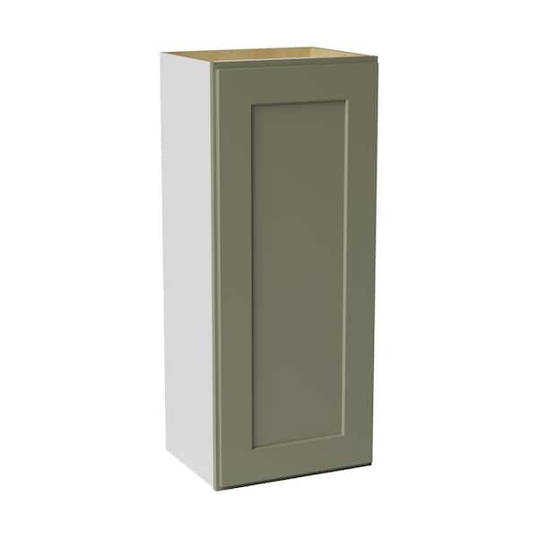15 in. W x 12 in. D x 36 in. H Ready to Assemble Solid Wood Shaker Wall Kitchen Cabinet in Sage Green