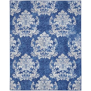 Whimsicle Navy Ivory 7 ft. x 10 ft. Floral Farmhouse Area Rug