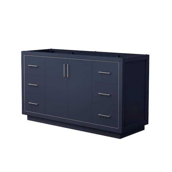 Wyndham Collection Icon 59.25 in. W x 21.75 in. D x 34.25 in. H Single Bath Vanity Cabinet without Top in Dark Blue