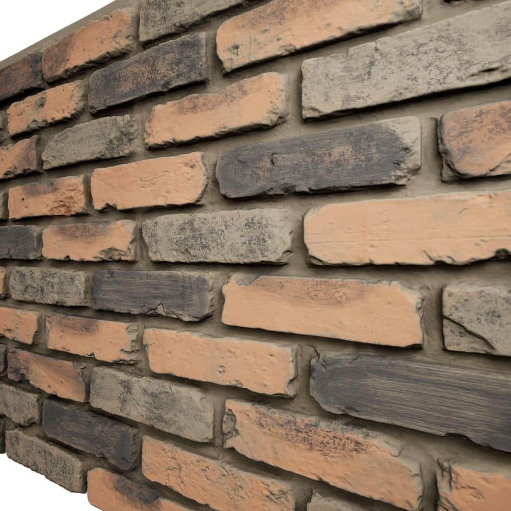 Alamo Aged Brick Faux Brick Panel, 46.875"W x 27"H