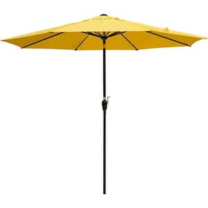 10 ft. Market Outdoor Terrace Umbrella Patio Umbrella in Yellow With Button Tilt And Black Support Bar