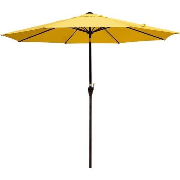 Unbranded 10 ft. Market Outdoor Terrace Umbrella Patio Umbrella in Yellow With Button Tilt And Black Support Bar