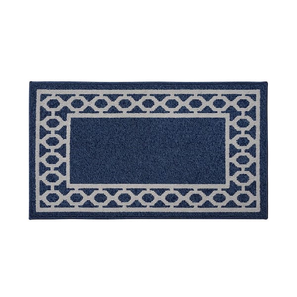 Jean Pierre NEW YORK Machine Washable Non-Skid Denim Blue Twist/Light Gray  2.2 ft. x 4 ft. All Loop Tufted Area Rug