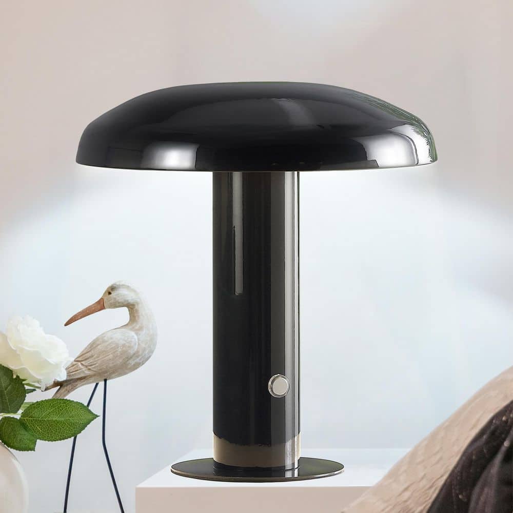 Black Cordless Touch LED Mushroom Table Lamp