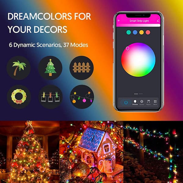 RGB LED String Christmas Lights Smart APP Bluetooth Control Google Home Lights 