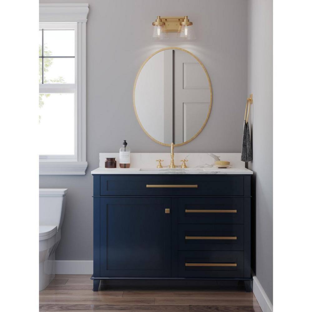Hinton 2-Light Vintage Brass Bath Vanity with Clear Glass Shades