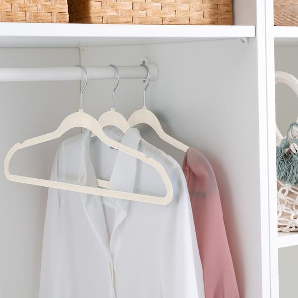 Home Basics 10-Piece Velvet Hangers, Fuchsia, STORAGE ORGANIZATION
