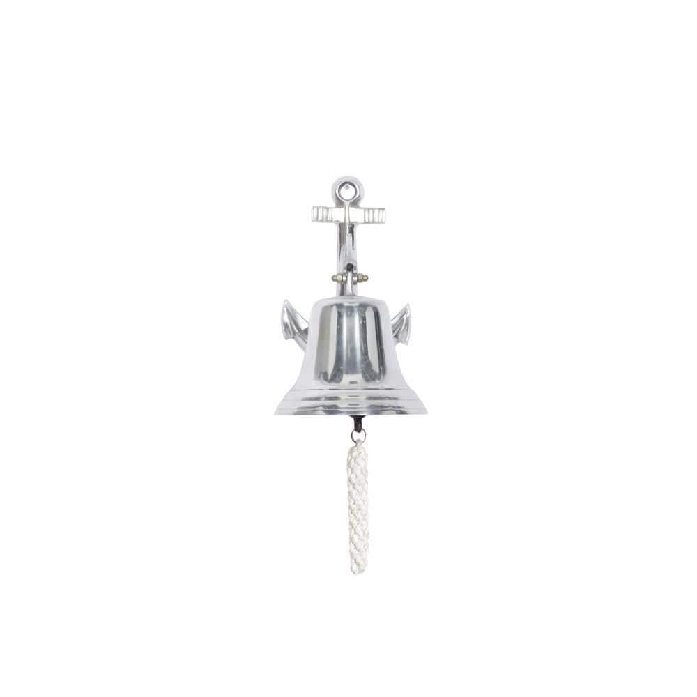 Silver Aluminum Nautical Bell Wall Sculpture with Anchor Backing