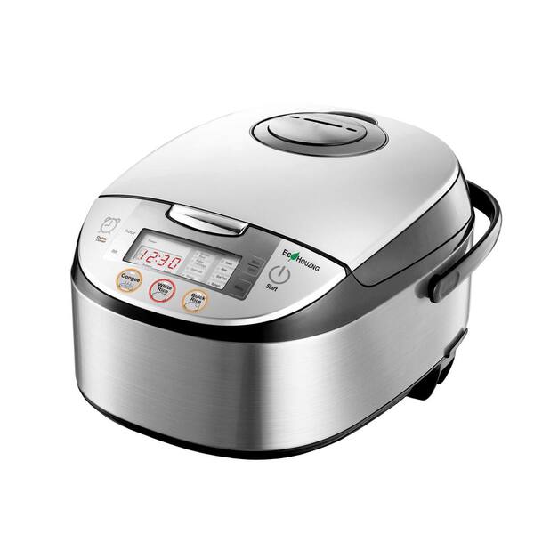 Ecohouzng High Tech 1.5 Qt. 5-Cups Silver Multi-Function Rice Cooker