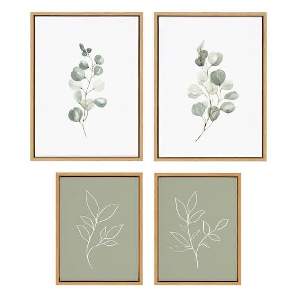 Sylvie "Eucalyptus" by Maja Mitrovic of Makes My Day Happy 4-Piece Natural Framed Art Print Set 24 in. x 18 in.
