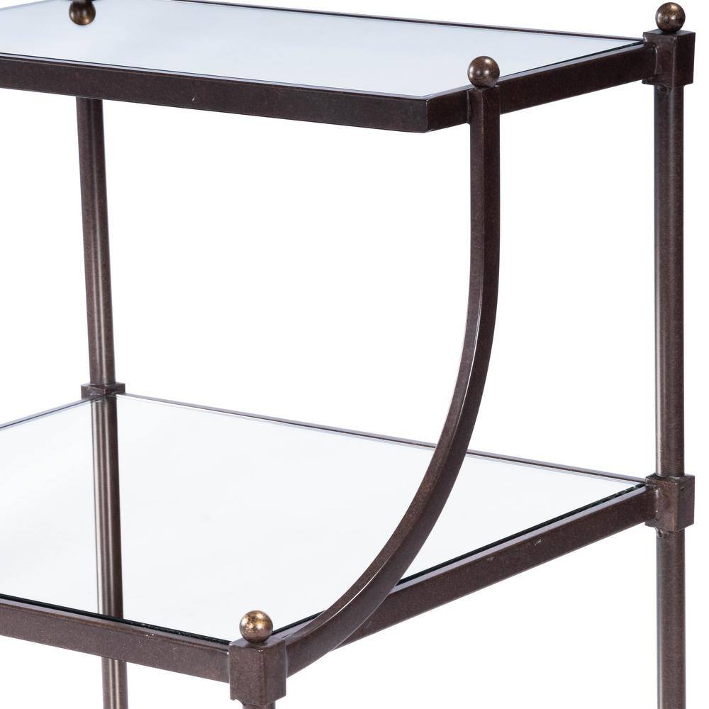 Bronze Mirrored Glass Rectangular Accent Side Table