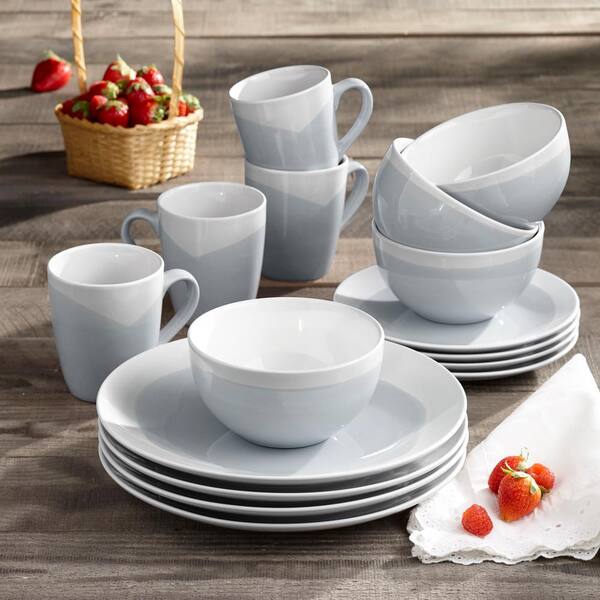 American Atelier Oasis 16-Piece Casual Blue and Gray Earthenware Dinnerware  Set (Service for 4) 6702-16-rb - The Home Depot