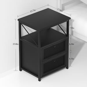 Modern Black Nightstand with Drawer Versatile End Tables for Bedroom, Living Room, or Office - Easy Assembly