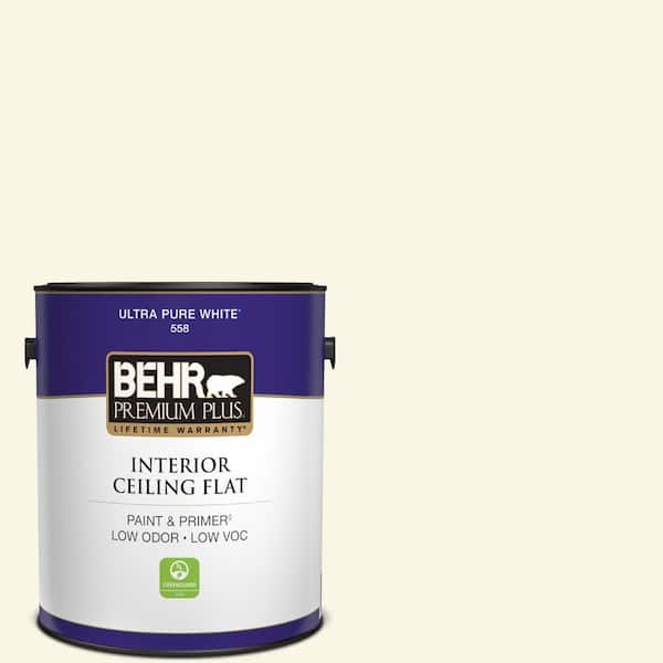 BEHR PREMIUM PLUS 1 gal. #W-B-300 Magnolia Blossom Ceiling Flat Interior Paint