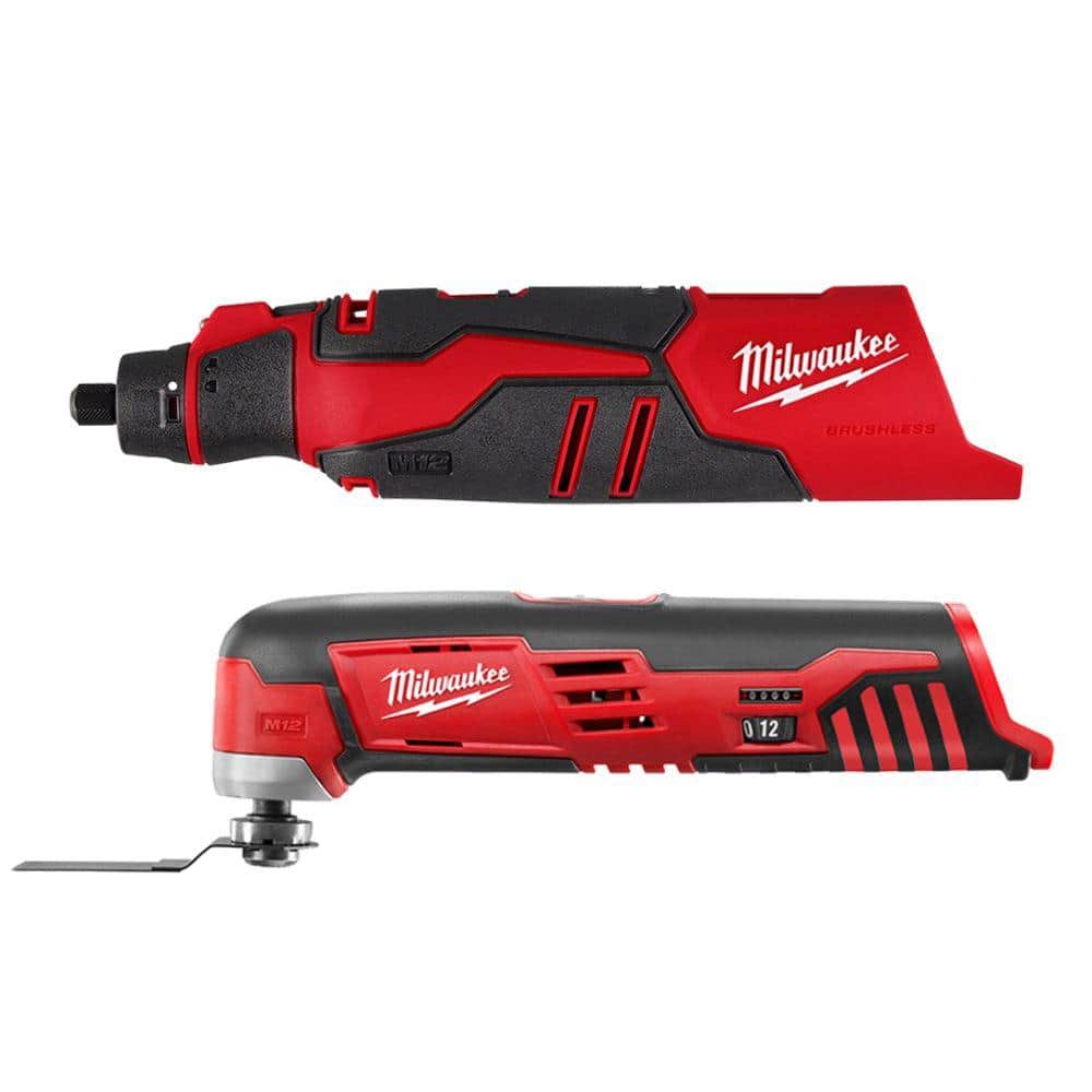 Milwaukee 2426-20-2460-20-48-11-2460 M12 12V Lithium-Ion Cordless Oscillating Multi-Tool with M12 Rotary Tool and 6.0 Ah XC Battery Pack