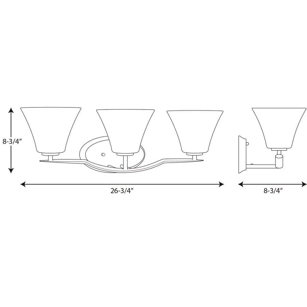 Bravo Brushed Nickel 3-Light Bath Vanity with Etched Glass Shades