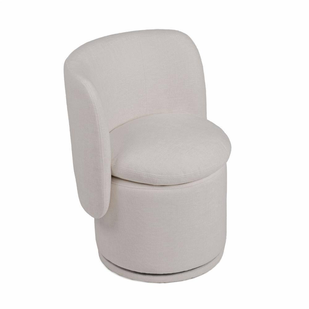 Ivory Upholstered Swivel Side Chair with Metal Legs