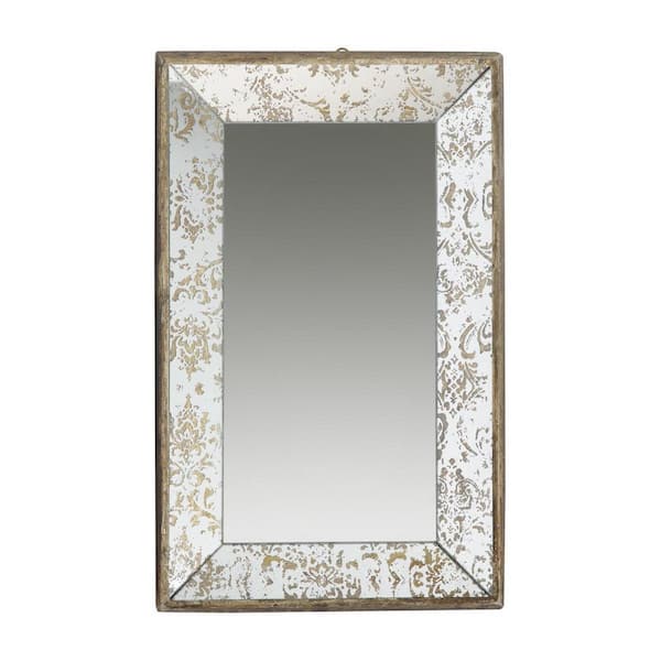 20.00 in. W x 12.00 in. H Rectangle Framed Floral Accents Wall Mount Bathroom Vanity Mirror in Antique Silver