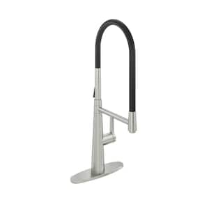 1.8 GPM Single Handle Deck Mount Standard Kitchen Faucet with Deck Plate in Brushed Nickel