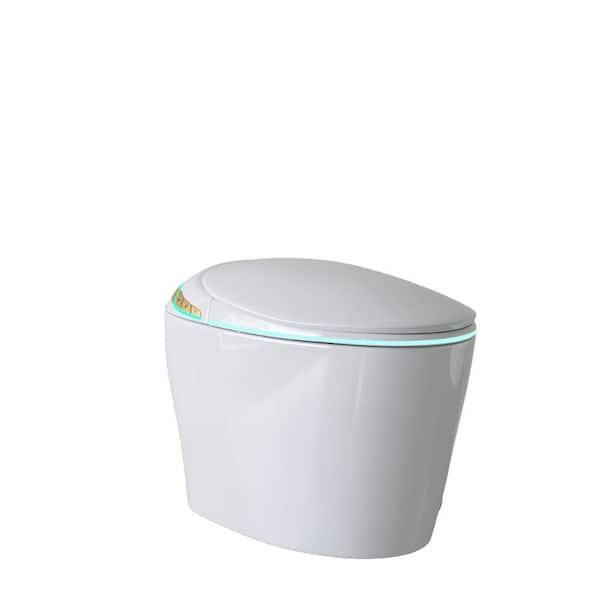 Elongated Smart Bidet Toilet 1.28 GPF in White with Auto Open/Close,Dryer and Warm Water,LED Display,Foot Sensor