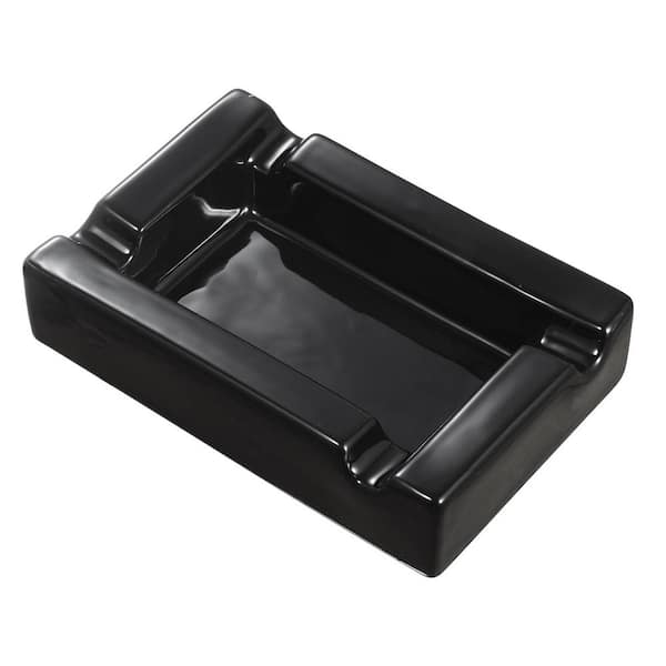 Visol Beatrix 9 in. Black Rectangular Ceramic Cigar Ashtray