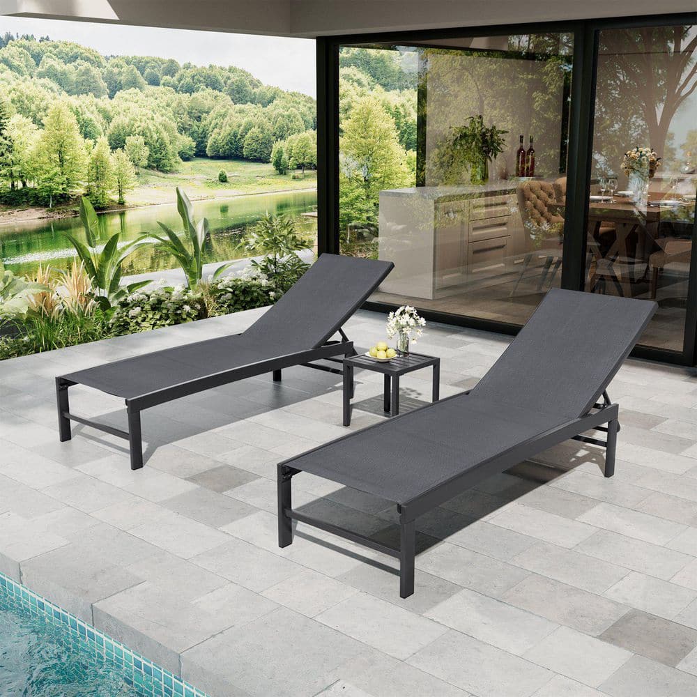 2-Piece Metal Stackable Outdoor Leisure Chaise Lounge in Gray price history on PriceWatchPro