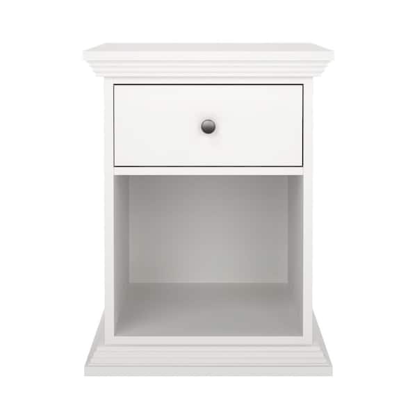 North White 1 Drawer Nightstand