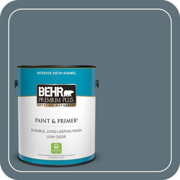 BEHR PREMIUM PLUS 1 gal. #ECC-64-3 Desert Night Satin Enamel Low Odor Interior Paint & Primer