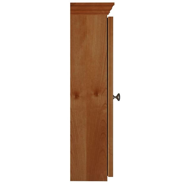 Shaker 30 in. W x 27 in. H x 6-1/2 in. D Framed Tri-View Surface-Mount Bathroom Medicine Cabinet in Medium Alder
