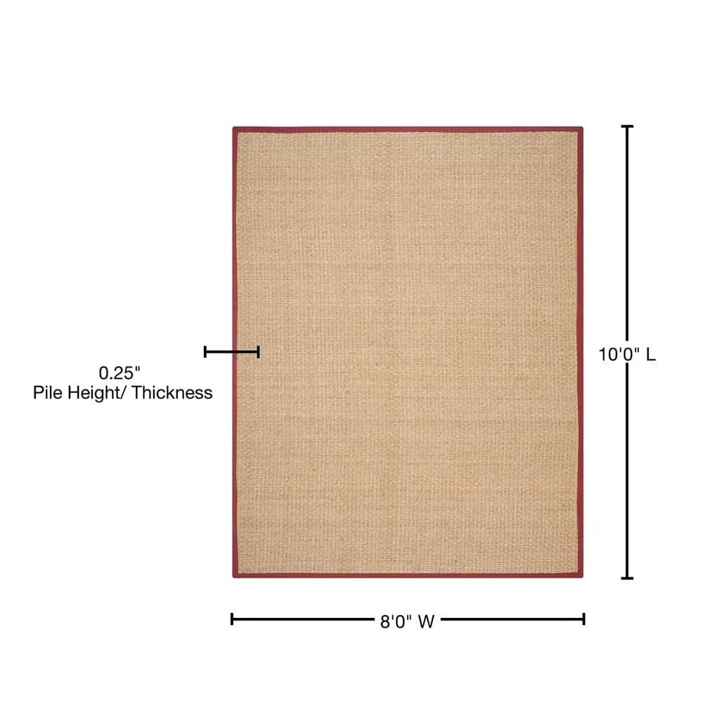 Natural and Red Flat Woven Wool Cotton Area Rug