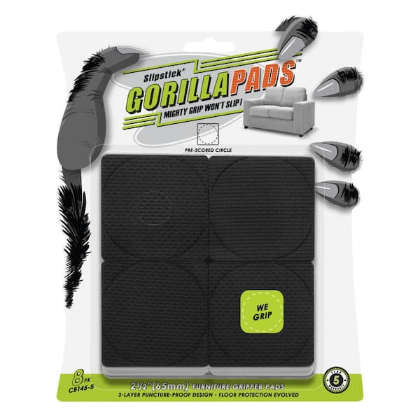 SlipStick GorillaPads 2-1/2 in. Square with Pre-scored Shapes Gripper Pads (8-Pack)