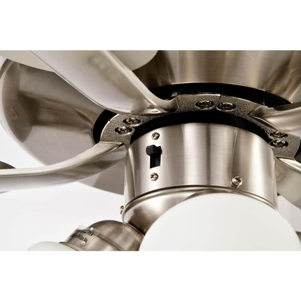 52'' Brushed Nickel Ceiling Fan with Light Kit and Reversible Blades