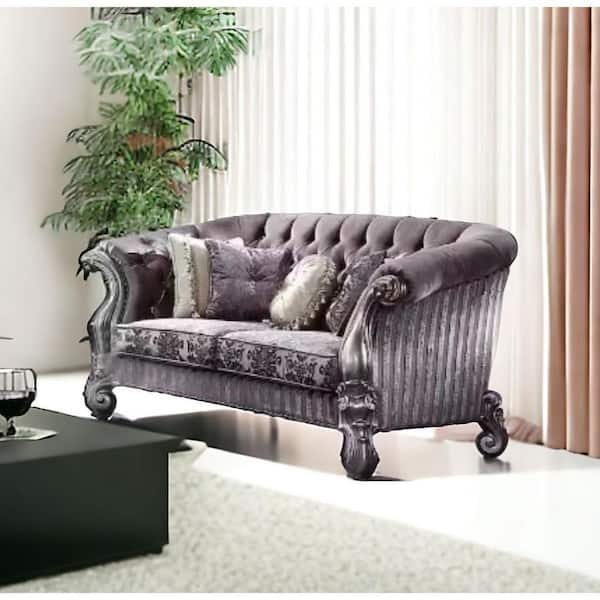 76 in. Purple Solid Faux Leather 2-Seater Loveseat with Reclining