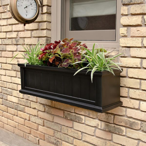 Cape Cod 36 in. x 11 in. Self-Watering Black Polyethylene Window Box