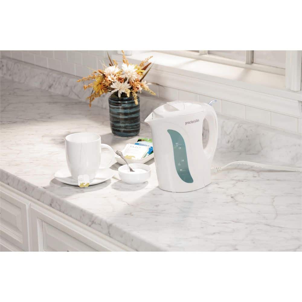 Proctor Silex 1 Liter White Electric Kettle with Auto Shutoff