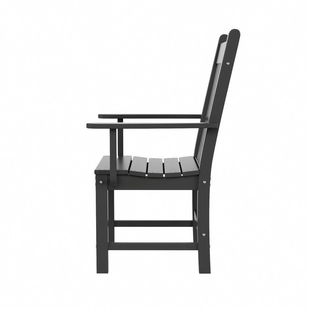 Gray HDPE Square Arm Outdoor Dining Chair